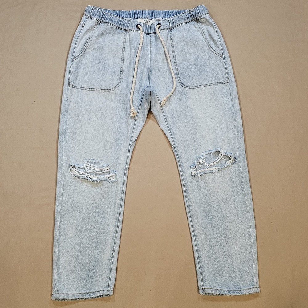 One Teaspoon Shabbies Womens L Drawstring Pull On Jeans‎ Distressed Light Wash